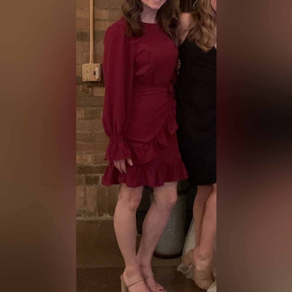 Elegant Burgundy Ruffle Dress
